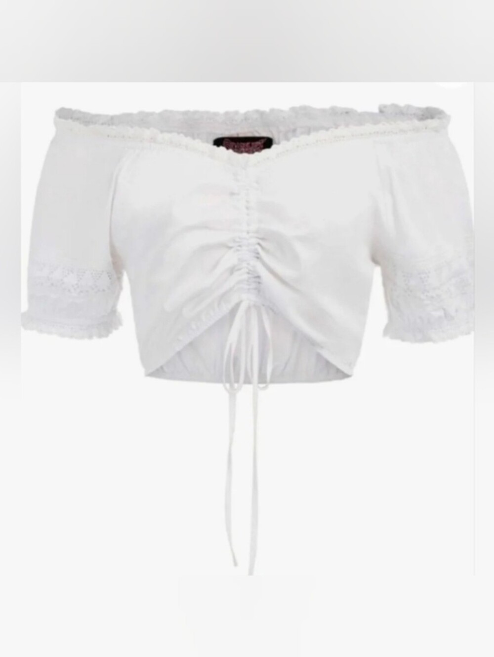 NWT-Scarlet Darkness Women Renaissance Peasant Off Shoulder Lace-up Crop Top